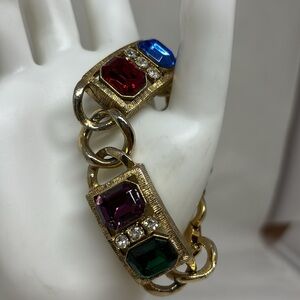 Large octagon rhinestone bracelet